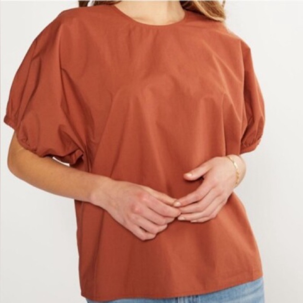 ETICA Tempeste Puff Sleeve Blouse Top In Redwood Size XS